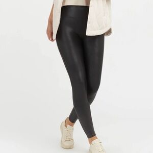 SPANX Black Faux Leather Leggings Size M